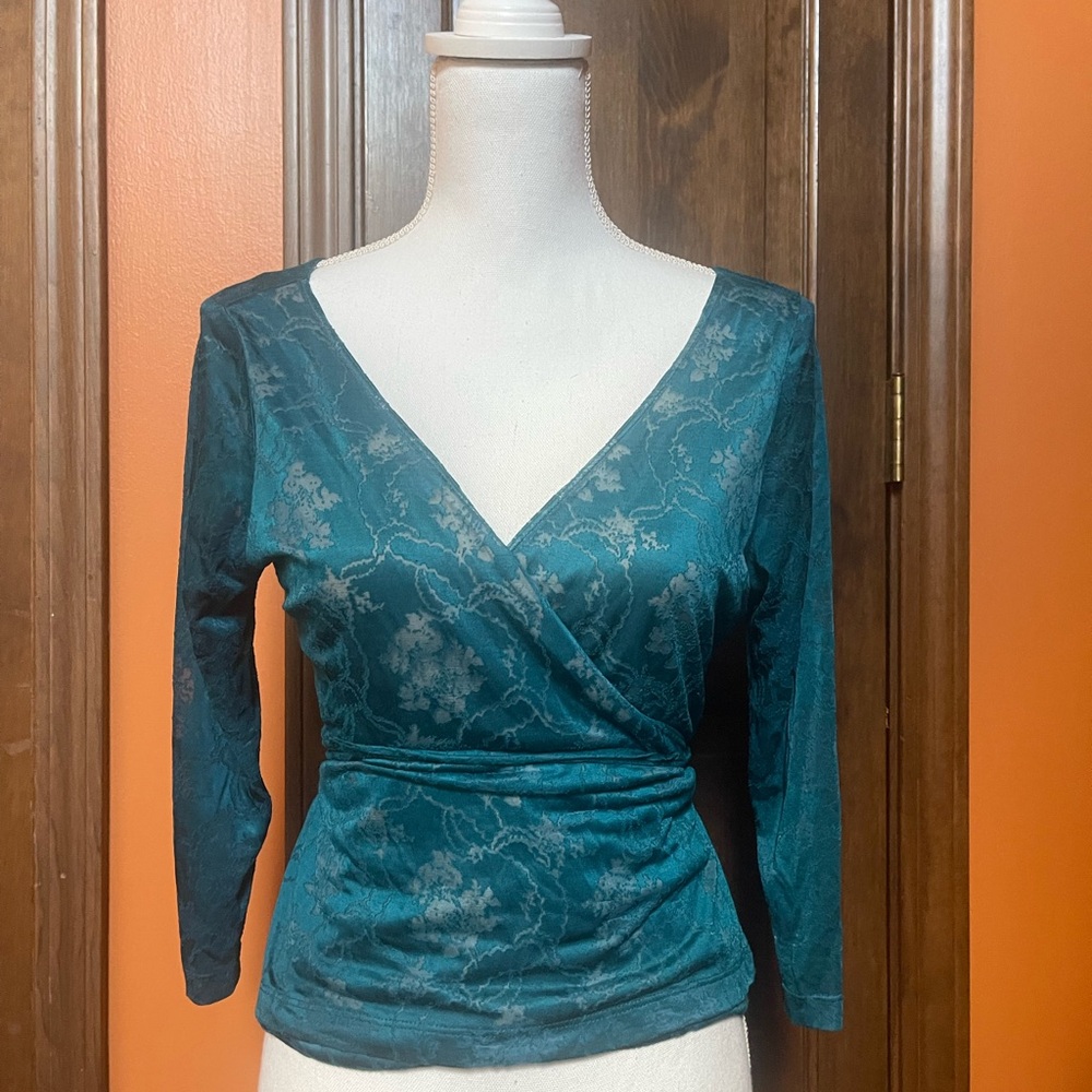 Elegant Teal Wrap Top